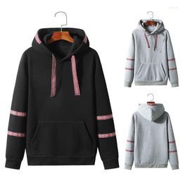 Men's Hoodies Men's Ribbon Design Basic Clothing Hooded Sweater Hoodie 2022 Personality Solid Color Fashion