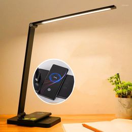 Table Lamps Lamp Wireless Charging LED Desk Eye Protect Study Office Light USB Room Rechargeable