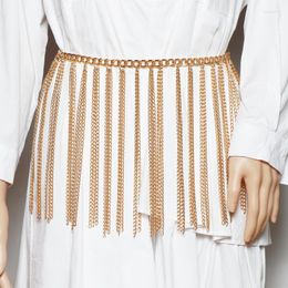 Belts 2022 Fashion Show Dress Shirt Belt Accessories Gold Belly Chain Waistband Women Wide Fringe Tassel Metal Alloy Waist