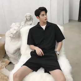Men's Tracksuits Men's Men's Suit Short-sleeved One-piece Shorts City Youth Hair Stylist Dark Korean Version Loose Overalls In