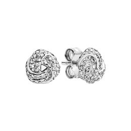 Shimmering Knot Stud Earring Authentic Sterling Silver Womens Wedding Jewellery For pandora Rose Gold girlfriend gift designer Earrings with Original Box