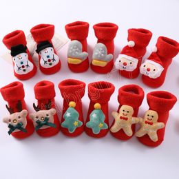 Christmas Baby Terry Sock Plush Thick Children Cartoon Boys Girls Non-slip Socks Soft Newborn Infant Toddler Xmas Party Sock