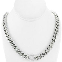solid miami cuban link chain NZ - Men's Miami Cuban Link Chain 14k Stainless Steel Solid 925 Silver Diamond Clasp302W2720