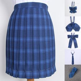 Clothing Sets School Dresses Japanese Girl Royal Blue Plaid Pleated Skirts Skirt Uniform Cosplay Sailor Suit High Anime Form