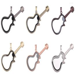 Pendant Necklaces 10PCS Plain Guitar Rhinestone Living Memory Floating Locket Alloy Charms Jewellery Making Necklace Keychain For Women Men