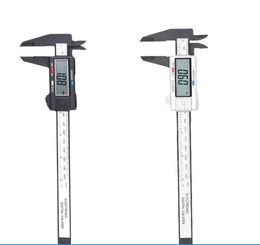 150mm 6 inç LCD Dijital Elektronik Vernier Caliper Karbon Fiber Gösterge Mikrometre Plastik Perakende Kutusu Siyah Gümüş Renk