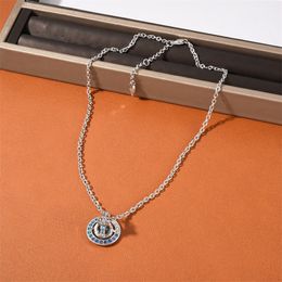 Full Of Zircon Blue Planet Flying Saucer Necklace Ins Advanced Design Mysterious Collarbone Chain Fashion All-Match Jewelry