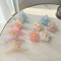 Women Flowers Cross Hair Clamps Acetic Acid Floral Pattern Hair Claw Clips Large Medium Size Hairpins For Female Headdress Ponytail Ornaments Accessories