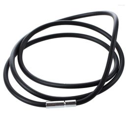 Choker 25.5 Inch 3MM Rubber Neck Cord Necklace With Stainless Steel Closure - Black