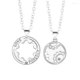 Pendant Necklaces LXAE Fashion Necklance Time Gear Necklace Love Forever Memories Pendan