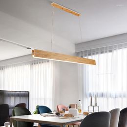 Pendant Lamps Nordic Wooden LED Lights With Wood Lampshade Dining Room Decoration Hanging Indoor Office Lighting