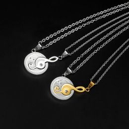 Pendant Necklaces Stainless Steel Couple For Men And Women I LOVE YOU Musical Note Puzzle