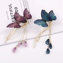 Double Butterfly Hair Clip Fashion Hair Accessories Women Embroidered Twist Clips Hairpins Headwear