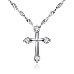 Pendant Necklaces Wholesale 12pcs Tiny Cross Chain Zirconia Crystal Charm Fashion Jewelry Party Gifts For Women Girls