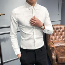 Men's Dress Shirts Solid Long Sleeve Shirt Men Clothing Fashion 2022 Autumn Business Formal Wear Chemise Homme Slim Fit Masculina Blouse