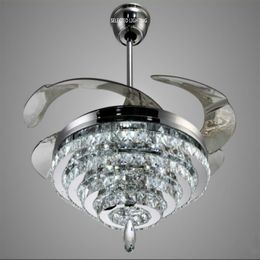 abs chrome UK - Luxury Crystal Ceiling Fans Light Remote Control Dimming Lighting 3 Rings 4 Ring Designed 42 Inch Chandelier Fan Lamp 110V 220V 30302o
