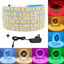 Strips DC 12V LED Strip EU UK US Sset 5054 120 LEDs/m IP21 IP65 White/Pink/Ice Blue/Green/Yellow Flexible Ribbon Rope Light