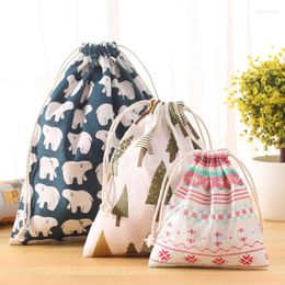 Storage Bags 10PCS Fresh Fabric Cotton Travel Drawstring Tote Bag Wardrobe Organizer For Underwear Toy Hanging 60XX