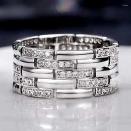 Cluster Rings WUKALO Fashion Silver Colour Couple Inlaid Shiny CZ Stones Marriage Ring High Quality Male Female Jewellery Drop Ship