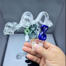 Glass hookah Pipes smoking Oil Burner New 8-shaped skeleton cigarette set cooker accessories 14mm