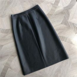 Skirts 2022 Woman Genuine Leather Sheepskin Elegant Fashion Korean Style Real High Waist Mini Skirt