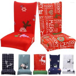 Chair Covers Xmas Snowflake Santa Tree Elastic Stretch Seat Cover Dining Room Decor
