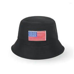 B￩rets American Flag brodery Bucket Hat Fisherman for Men Protection Cap Cap pliable Unisexe Panama Bob Chapeaux Outdoor