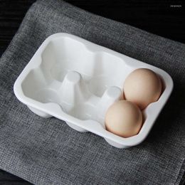 Kitchen Storage European Creative Ceramic 6/12 Grid Egg Tray Household Organizer White Porcelain Refrigerator Box Tableware