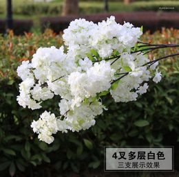 Decorative Flowers Artificial Silk Cherry Blossoms Bunches Wedding Home Party Sakura Bunch Silks Flower Cherrys Plum DIY Tree Decoration SN