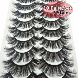 False Eyelashes 10 Pairs 3D Mink Hair Full Volume Thick Wispies Extension Messy Handmade Cruelty-free Makeup Tools