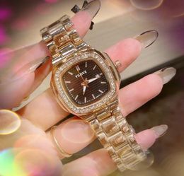 Square Diamonds Ring Watches 38mm Rose Gold Silver Clock Wristwatches Women Fine Stainless Steel Quartz all the crime scanning tick watch gifts