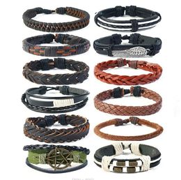 Men woman cowhide Bracelet DIY Beaded Strands Star wing Hip hop Combination suit Bracelet 12styles/1set