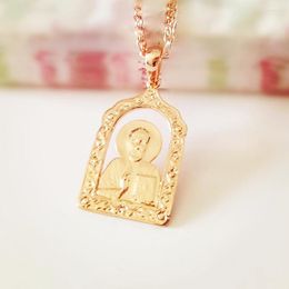 Pendant Necklaces Religion Jewelry Trendy 585 Gold Color Orthodox Necklace Women