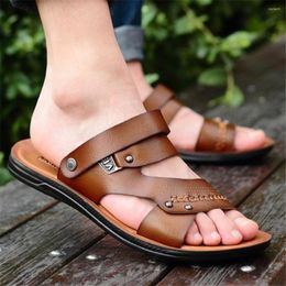 Sandals WEH Men Leather Summer Open Toe 2022 Fashion Beach Shoes Slippers Men's Slides Trending Casual