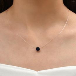 Chains Transparent Fish Line Zircon Necklace Blue Exquisite Jewellery Gift For Girls' Birthday Wedding Banquet Wear