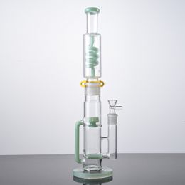 Build Big Bongs 17 Inch Freezable Percolator Hookahs Colorful Glass Water Pipes Blue Green Dab Rigs Thick Pyrex Glass Smoking Pipe With 18mm Joint Female Bowl DHL