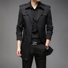 Men's Jackets Spring Men Trench Fashion England Style Long Trench Coats Mens Casual Outerwear Jackets Windbreaker Brand Mens Clothing 220905