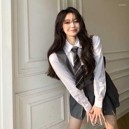 Clothing Sets Japanese Short Casual Suit Blazer College Style Retro Gray Female Jacket Women High Waist Pleated Skirt School Uniform