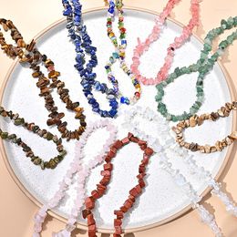 Choker Summer 2022 Bohemia Colourful Crystal Beads Natural Stone Short Necklace Irregular Design Stones For Women Girls