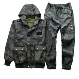 Men's Tracksuits Autumn And Winter Outdoor Tactics Hunting Camouflage Pants Top Hooded Suits Thick Work Clothes Men