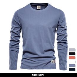 Men's T Shirts 100% Cotton Long Sleeve shirt For Men Solid Spring Casual Mens High Quality Male ops Classic Clothes 220902