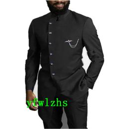 Handsome Six Buttons jacket Men Suits Groom Tuxedos Groomsmen Wedding Prom Man Blazer Colour Optional 05