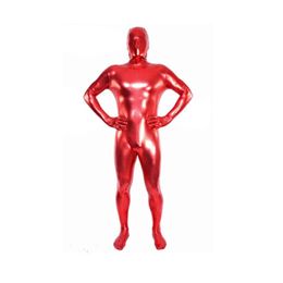 Unisex Fancy Dress Shiny metallic Catsuit Costumes Black Full Hood lycar Spandex Zentai Bodysuit Party club stage costumes