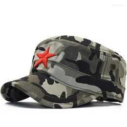 Berets Simple Classic Camouflage Men Five Stars 3D Embroidery Military Caps Army Cadet Hats Cotton Adjustable Flat Top Cap