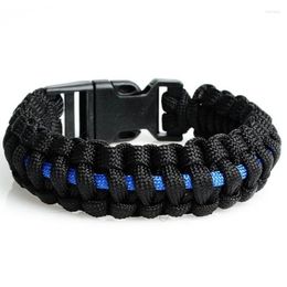 Tennis Bracelets Wholesale Thin Blue Line Series Outdoor Travel Camping Braided Plastic Buckle Paracord