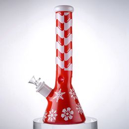 13 Inch Big Thick Hookahs Christmas Style Glass Bongs Straight Tube Water Pipes Xmas Oil Dab Rigs Beaker Bong Ice Pinch 18mm Female Joint