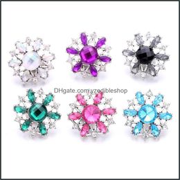 Charms Wholesale Crystal Sier Color Snap Button Women Charms Jewelry Findings Hollow Rhinestone 18Mm Metal Snaps Buttons Dhseller2010 Dh6Fw