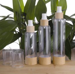 Bamboo Vacuum Airless Pump Spray Bottles 20ml 50ml 100ml 120ml Liquid Makeup Water Packaging Bottles 100pcs/lot SN135