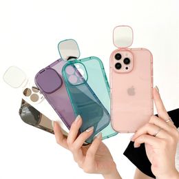 Transparent Phone Cases Wtih Ladies Camera Flip Makeup Mirror Bracket For iphone 14 Pro Max 13 12 11 Xs XR Cover Anti Drop
