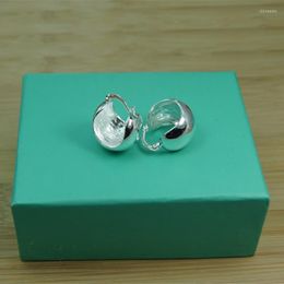 round hoop earrings Australia - Hoop Earrings Genuine 100% 925 Sterling Silver Simple Glossy Korean Round Shape For Women Men Party Accessories Jewelry Gift